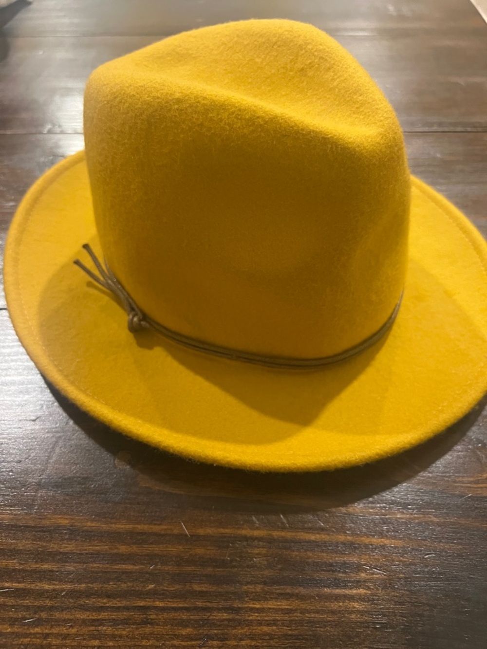 Universal Thread Mustard Yellow Felt Fedora with Leather Band